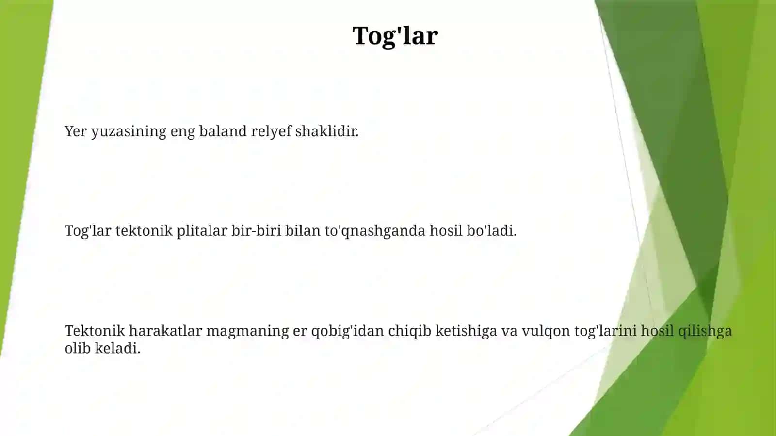 Yer Yuzasining Asosiy Relyef Shakllari 2