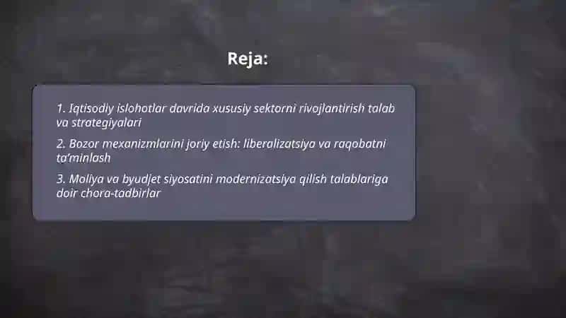 Iqtisodiy islohotlar davr talabi 2