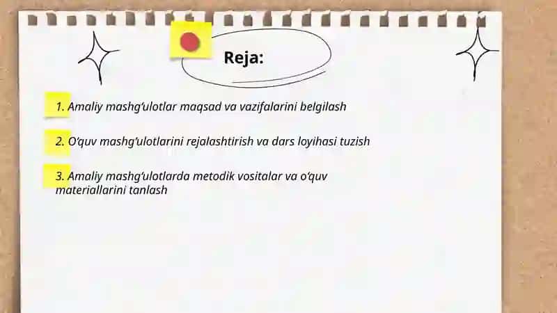 Amaliy mashg‘ulotlarni tashkil etish metodikasi 2