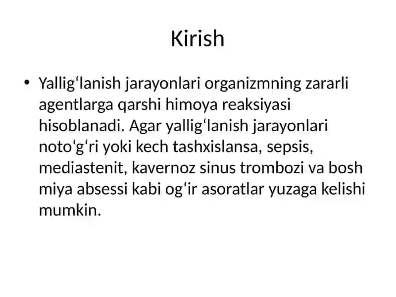 Yallig'lanish Kasalliklari Asoratlari 2