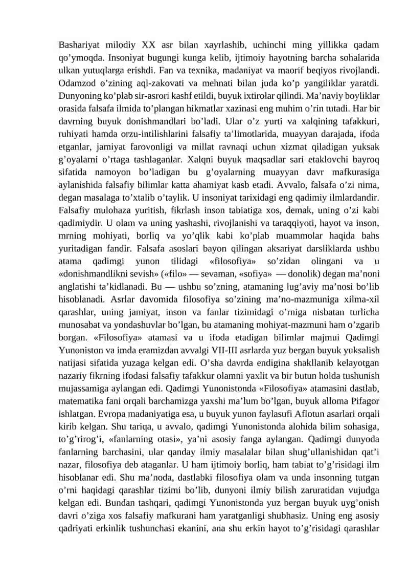Falsafaning baxs mavzulari va asosiy muammolari 2