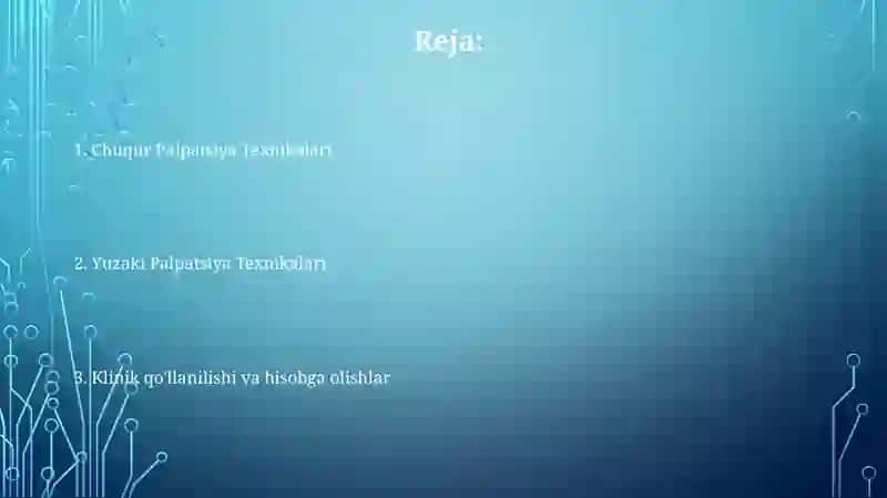 Qorinning yuza va chuqur palpassiyasi 2