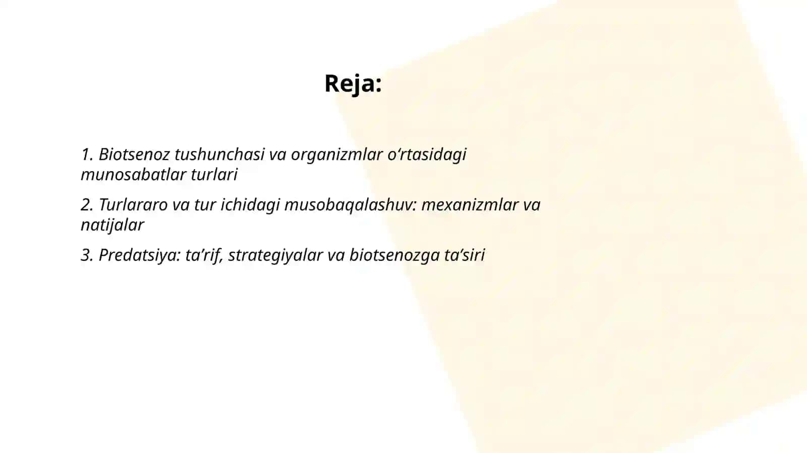 Biotsenozda organizmlar oʻrtasidagi munosabat tiplarini oʻrganish 2