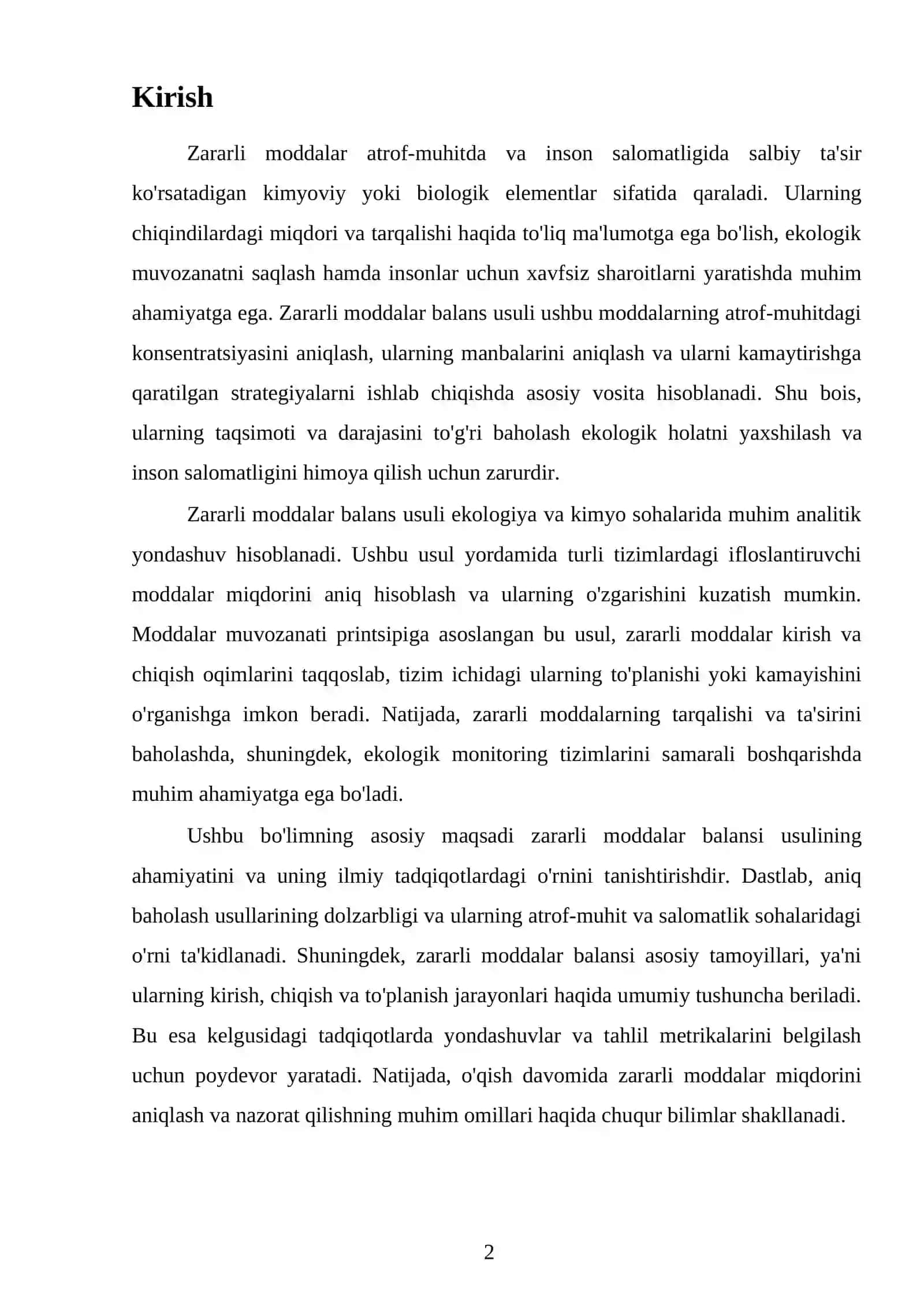 Zararli moddalar balans usuli 2