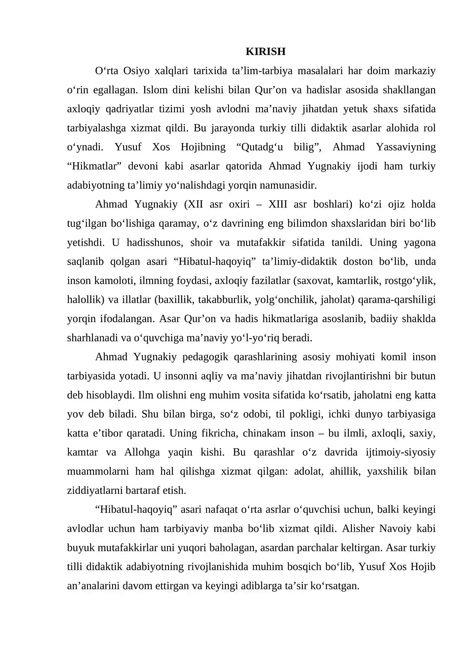 Ahmad Yugnakiy pedagogik qarashlari 2