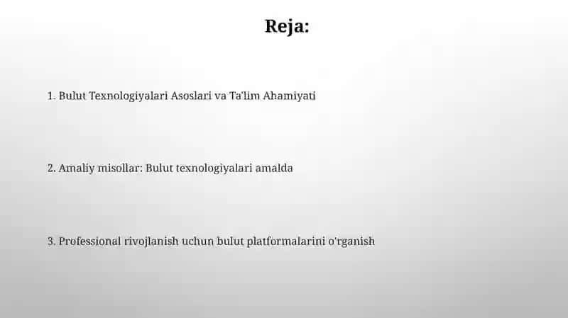 Bulut Texnologiyalari Asoslari va Ta'lim Ahamiyati 2