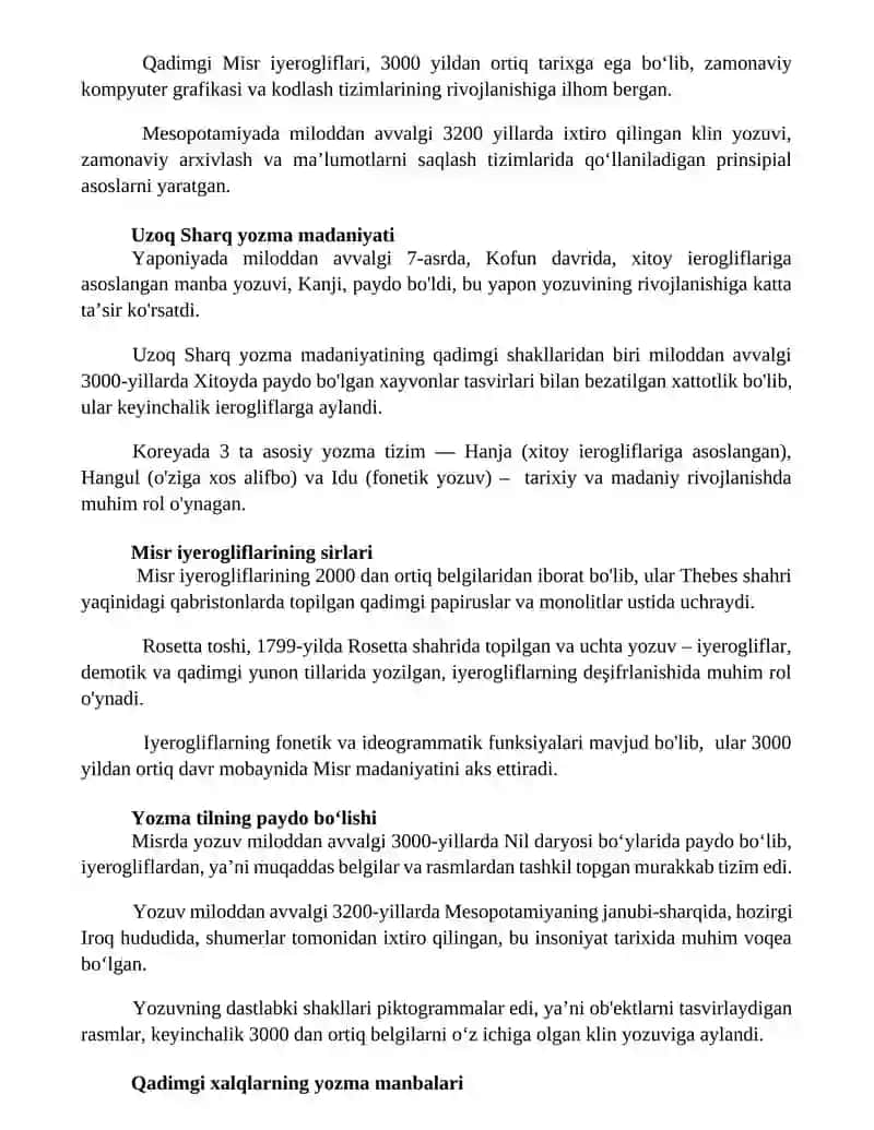 Yozuv va qadimgi xalqlar yozuvlari 2