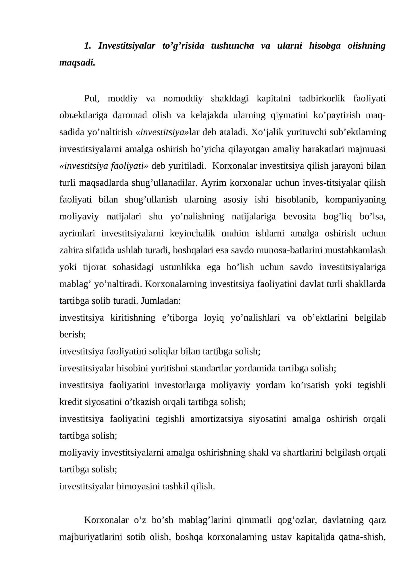 Investitsiyalar hisobi 2