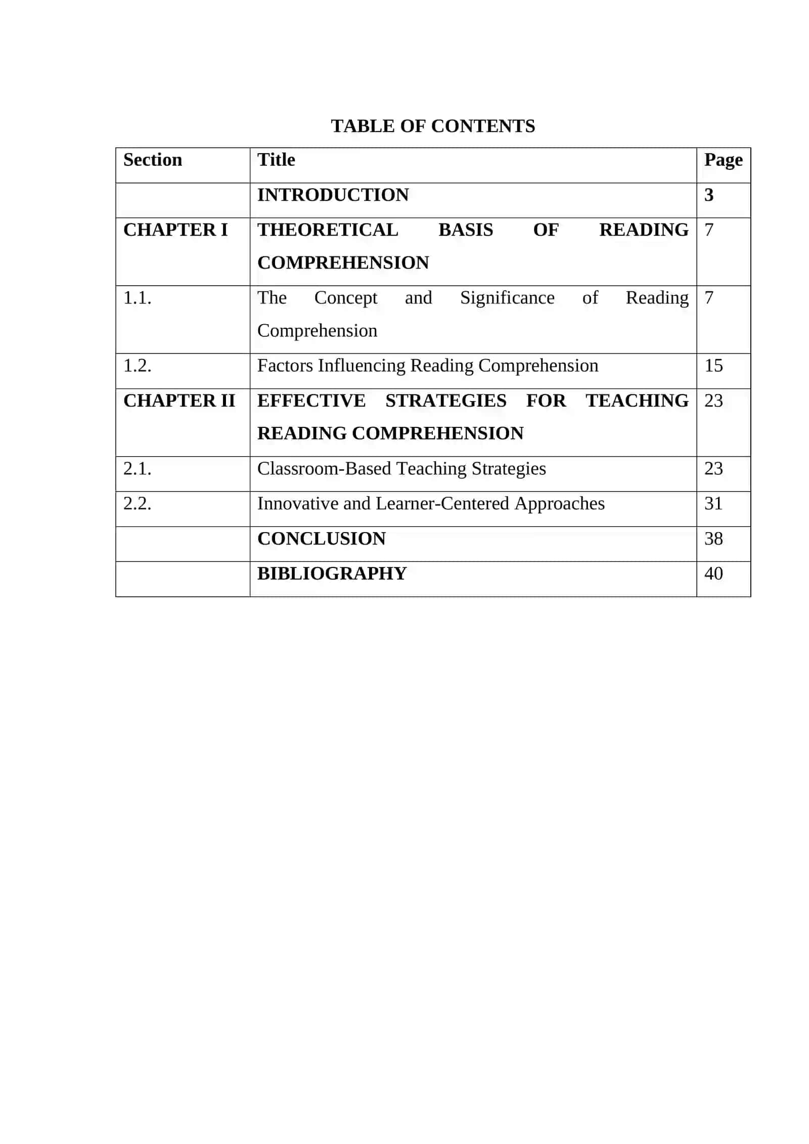 COURSE PAPER THEME: STRATEGIES FOR TEACHING READING COMPREHENSION 2