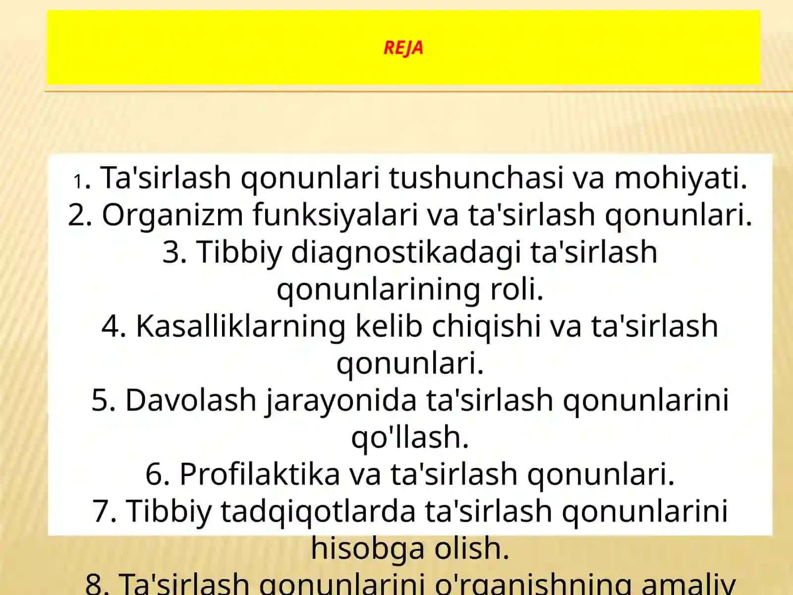 Tasirlash qonunlari tibbiyotda ahmiyati 2