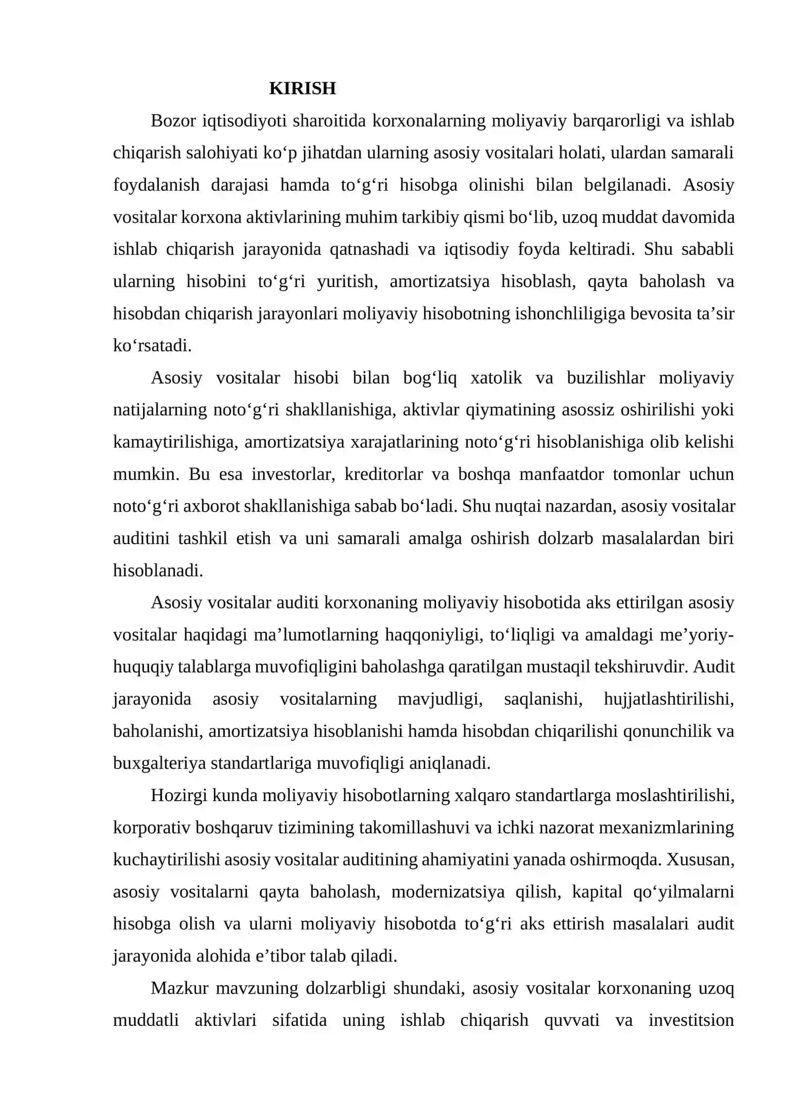 ASOSIY VOSITALAR AUDITINI TASHKIL ETISH VA AMALGA OSHIRISH JARAYONLARI 2