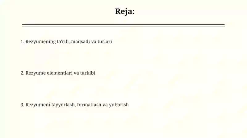 Rezyume va uning turlari 2