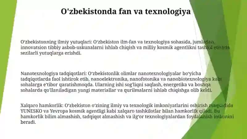 O‘zbekistonning ilmiy yutuqlari 2