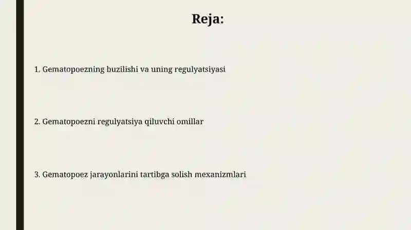 Gematopoez jarayonlarining boshqariluvi 2