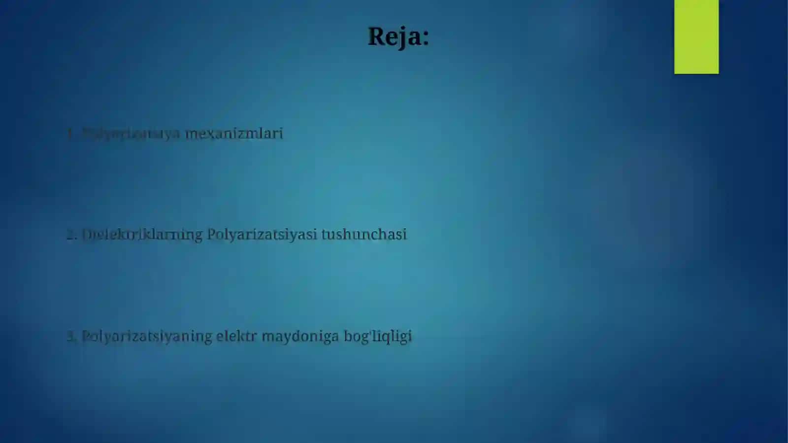 Dielektriklarning qutublanishi 2