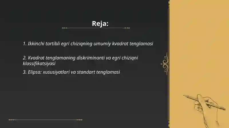 Ikkinchi tartibli egri chiziqning 2