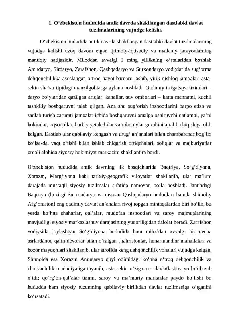 O'zbekistonning antik davr boshlanishi 2