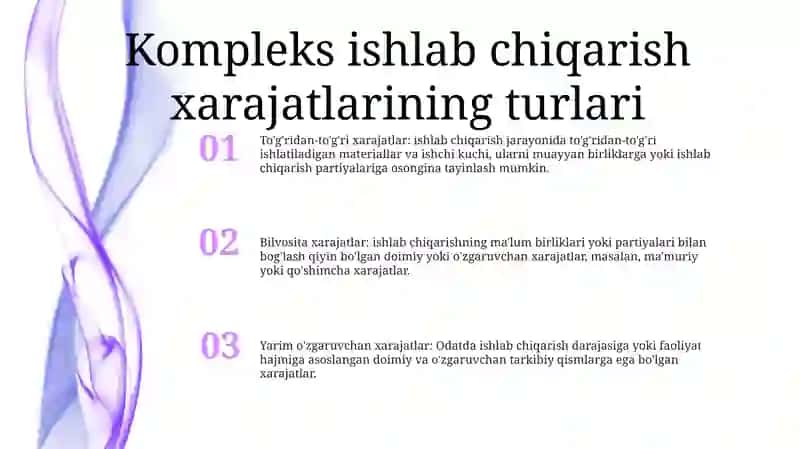 Kompleks Ishlab Chiqarish Xarajatlari 2