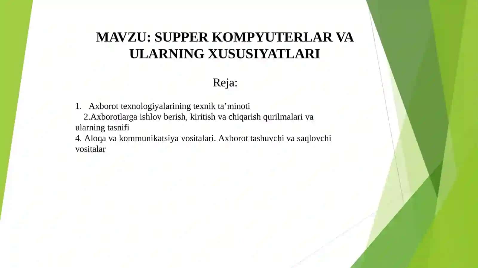 SUPPER KOMPYUTERLAR VA ULARNING XUSUSIYATLARI 2