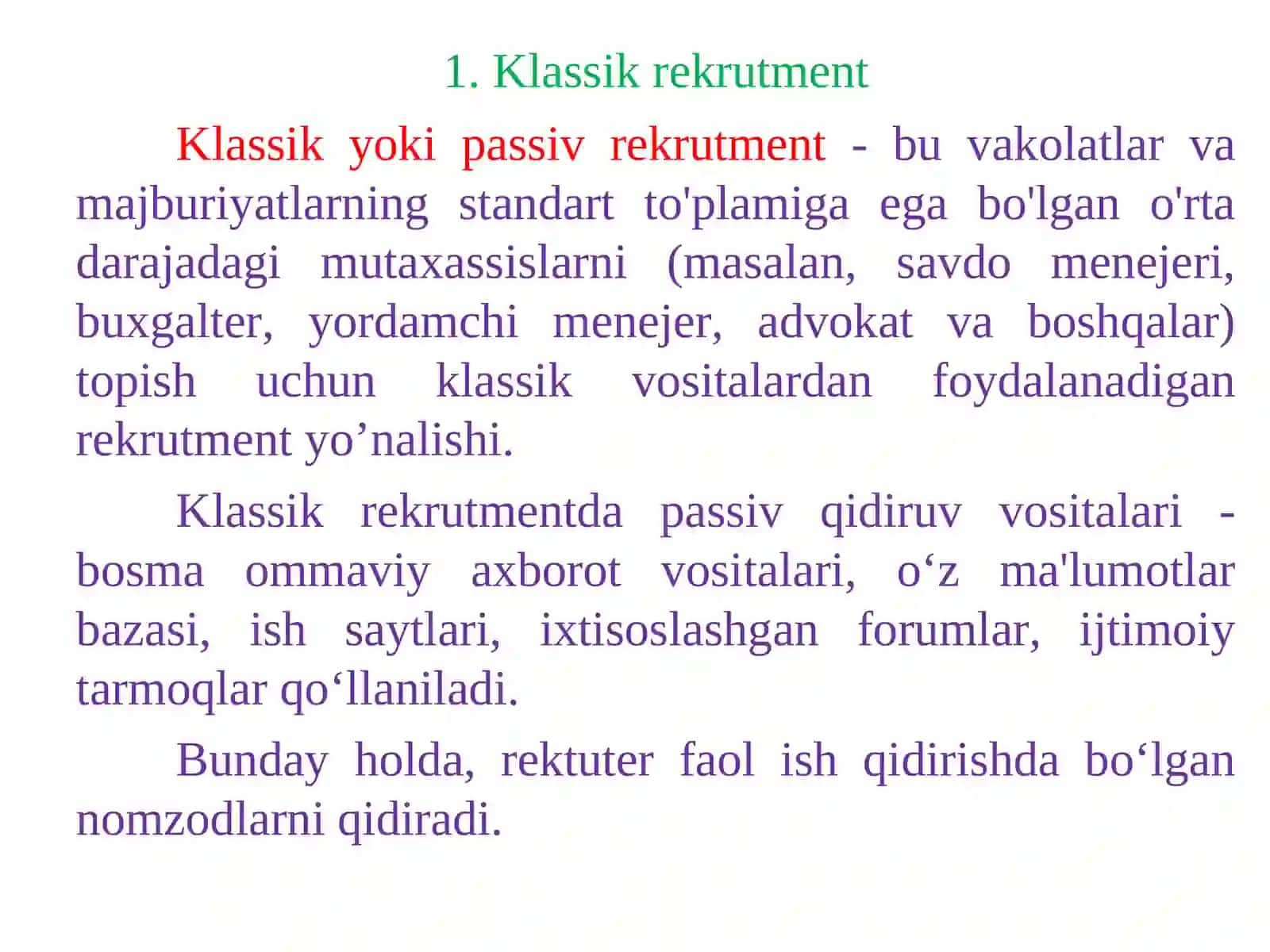 REKRUTMENTNING ASOSIY YO‘NALISHLARI 2