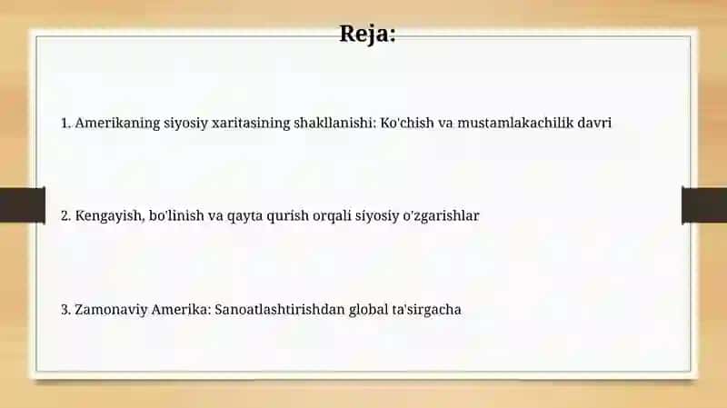 Amerika siyosiy haritasining shakillanishi 2