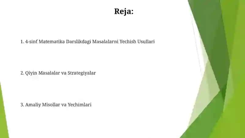 4-sinf Matematika Darslikdagi Masalalarni Yechish Usullari 2