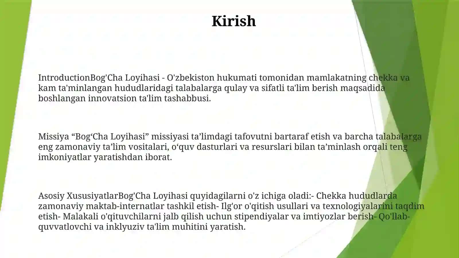Bog'Cha Loyihasi 2
