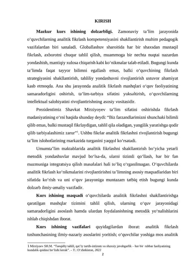 O'quvchilarda analitik fikrlash mashqlarini o'tkazish 2