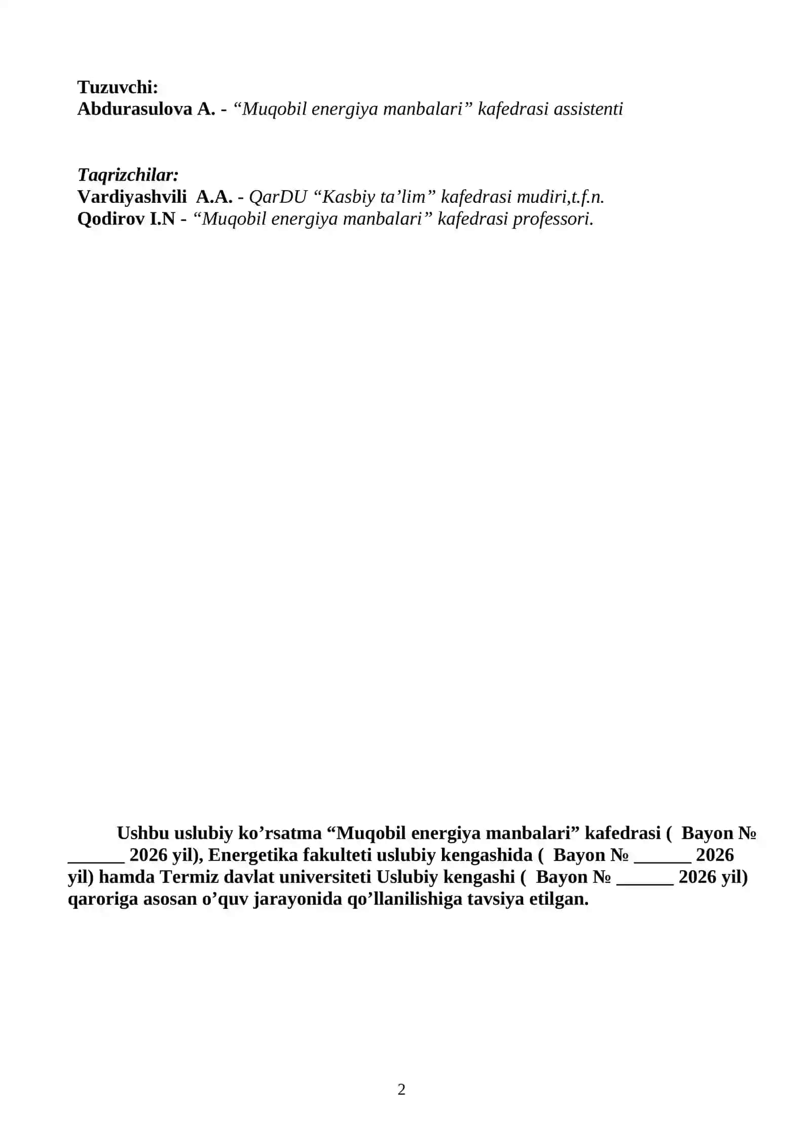 Issiqlik texnikasining nazariy asoslari 2