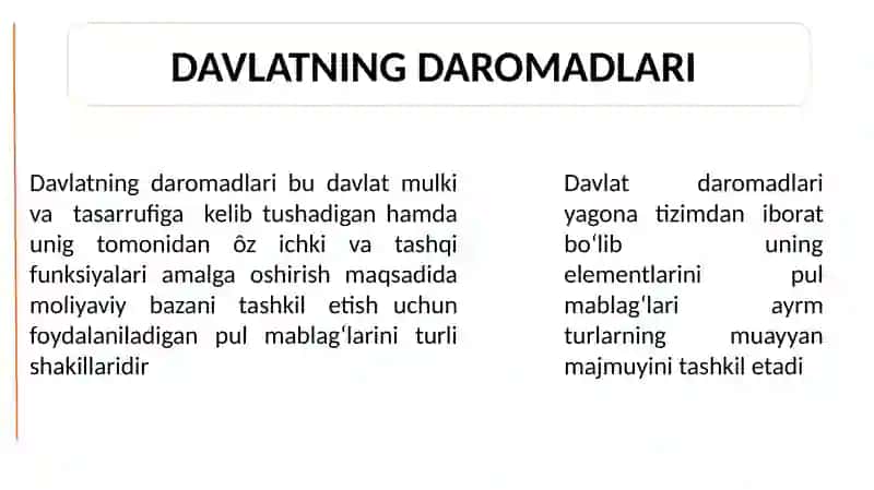 DAVLATNING DAROMADLARI 2