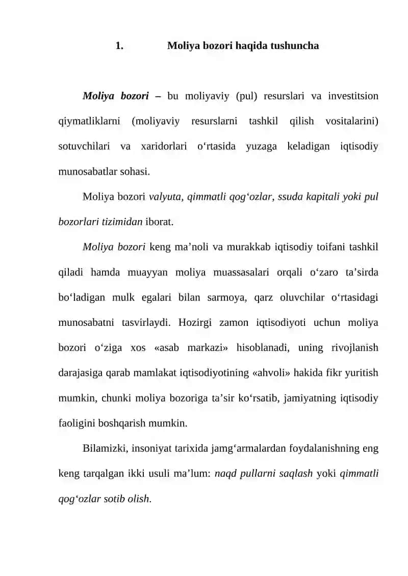 Moliyaviy bozorlar 2