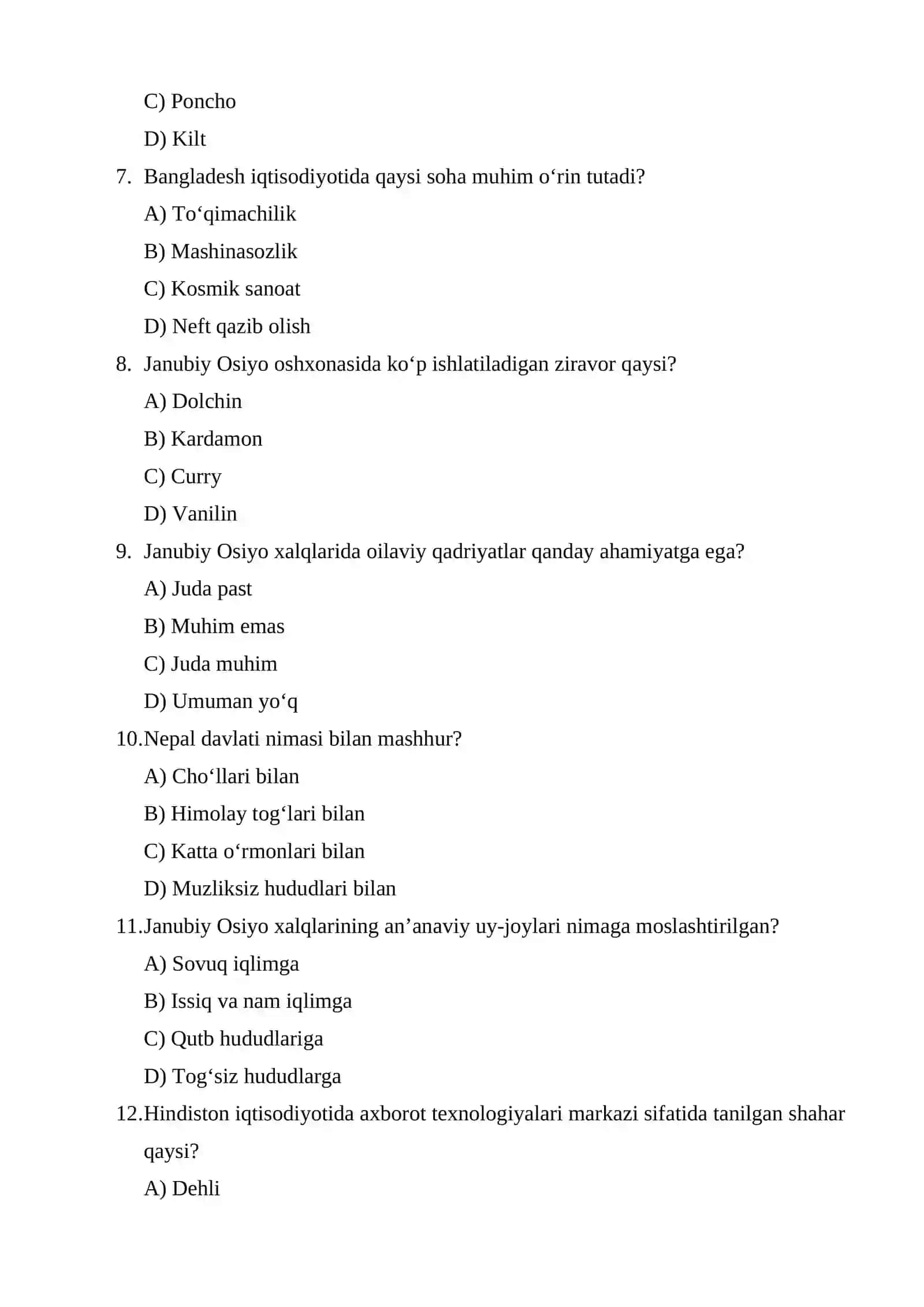 Janubiy Osiyo xalqlari xoʻjaligi va madaniyati 2