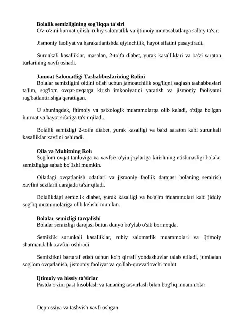 Bolalik semizligining kelajakdagi ta'siri 2