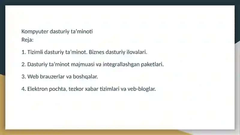 KOMPYUTER DASTURIY TA’MINOTI 2