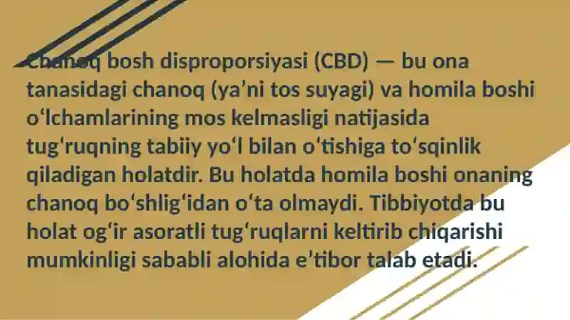Chanoq bosh disproporsiyasi (CBD) 2