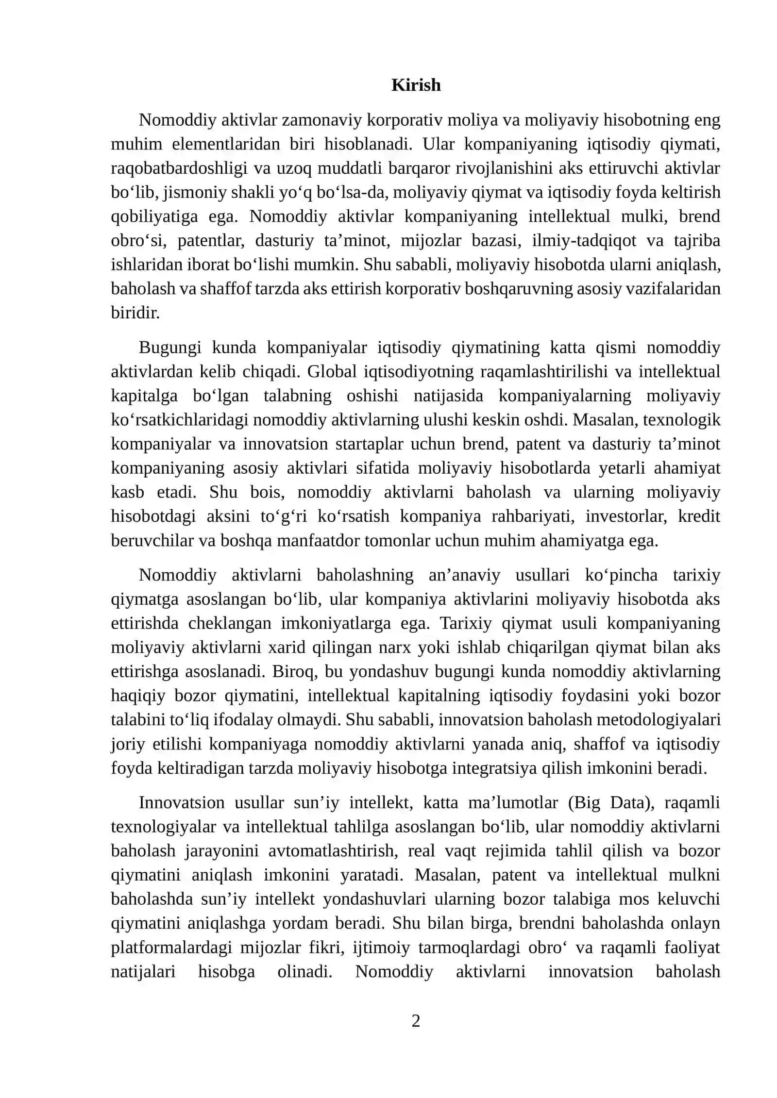 MOLIYAVIY HISOBOTDAN NOMODDIY AKTIVLARNI BAHOLASHNING INNOVATSION USULLARI 2