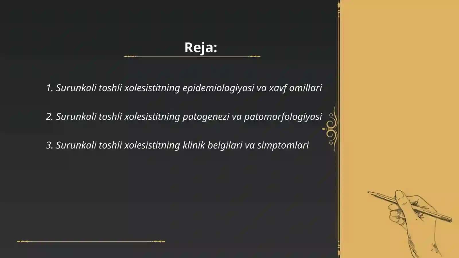 O'TK. Surunkali toshli holesistitning epidemiologiyasi 2
