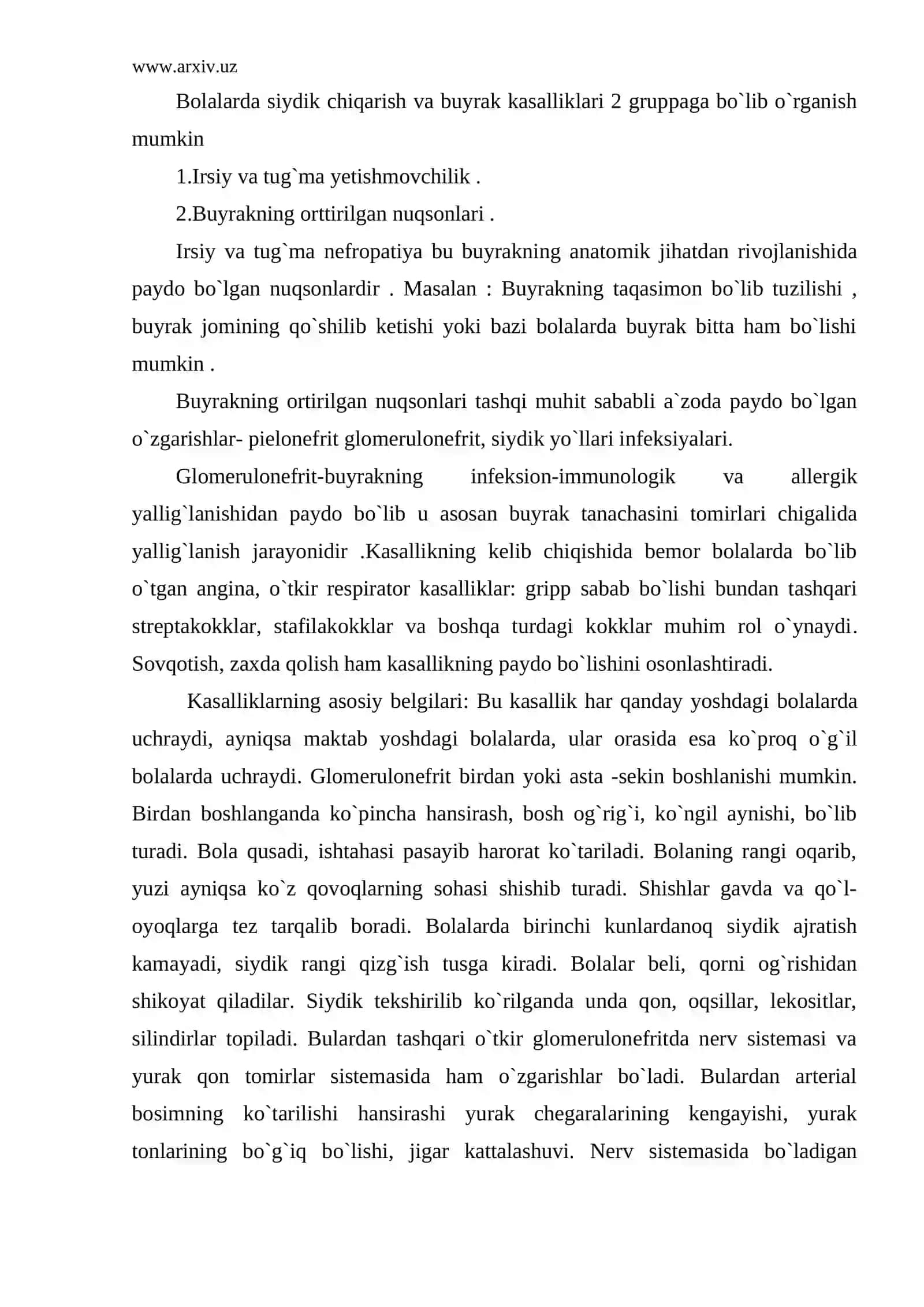 Bolalarda buyrak kasalliklari pielonefrit, glomerulonefrit, sistit 2