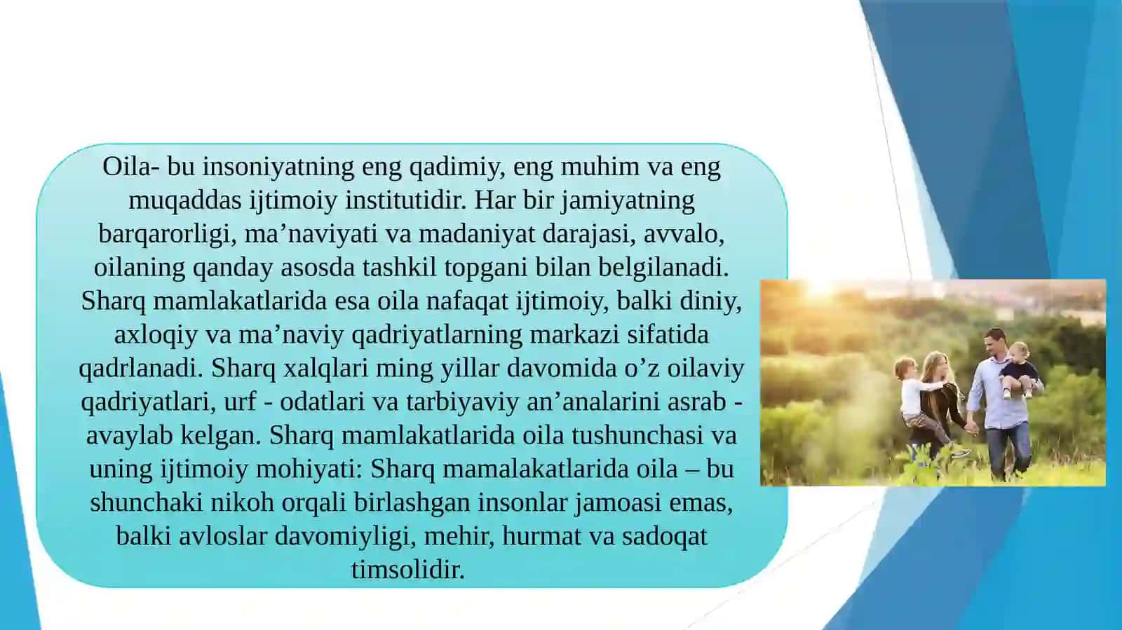 Sharq mamlakatlarida oilaviy munosabatlar 2