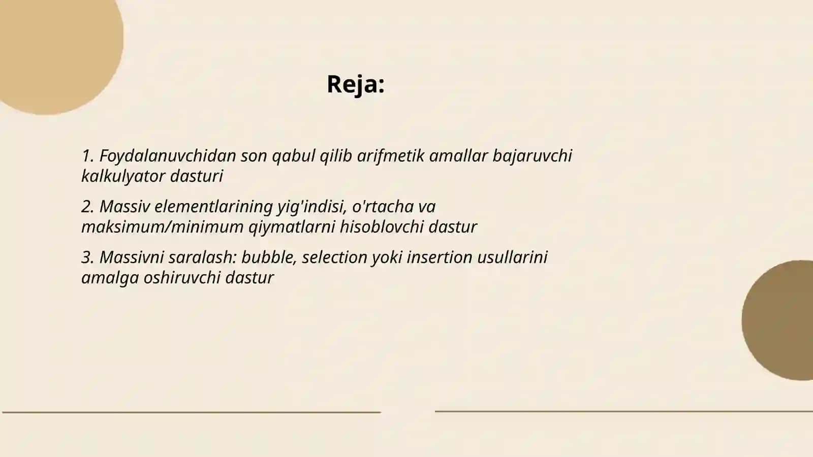 Dasturlash 1,2fanidan C++ tili boyicha konsol rejimida kichik dastur yaratish 2