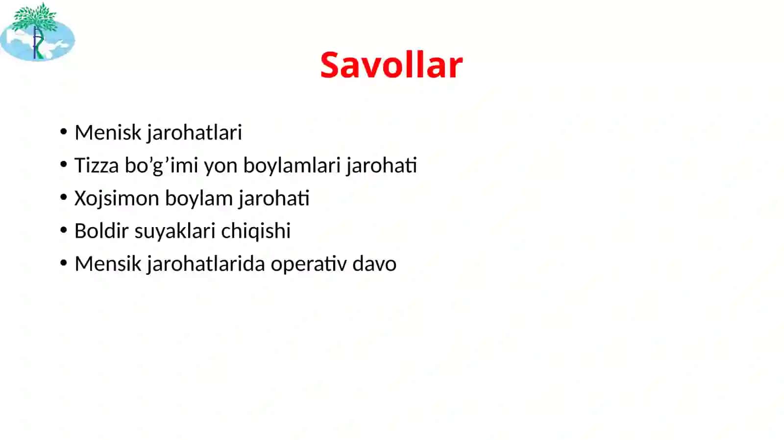 Tizza bo’g’imi shikastlanishlari 2