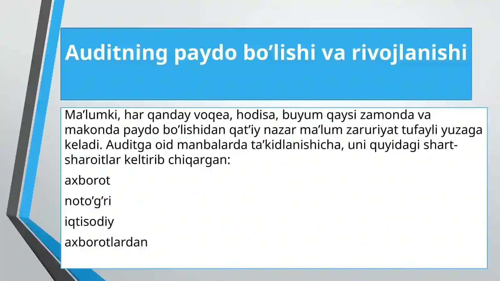 Auditning mohiyati uning maqsadi va vazifalari 2