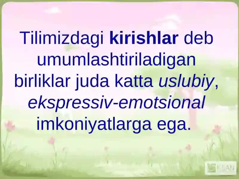Gapdagi kirishlar uslubiyati 2