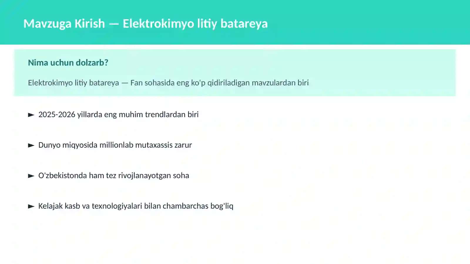 Elektrokimyo litiy batareya 2
