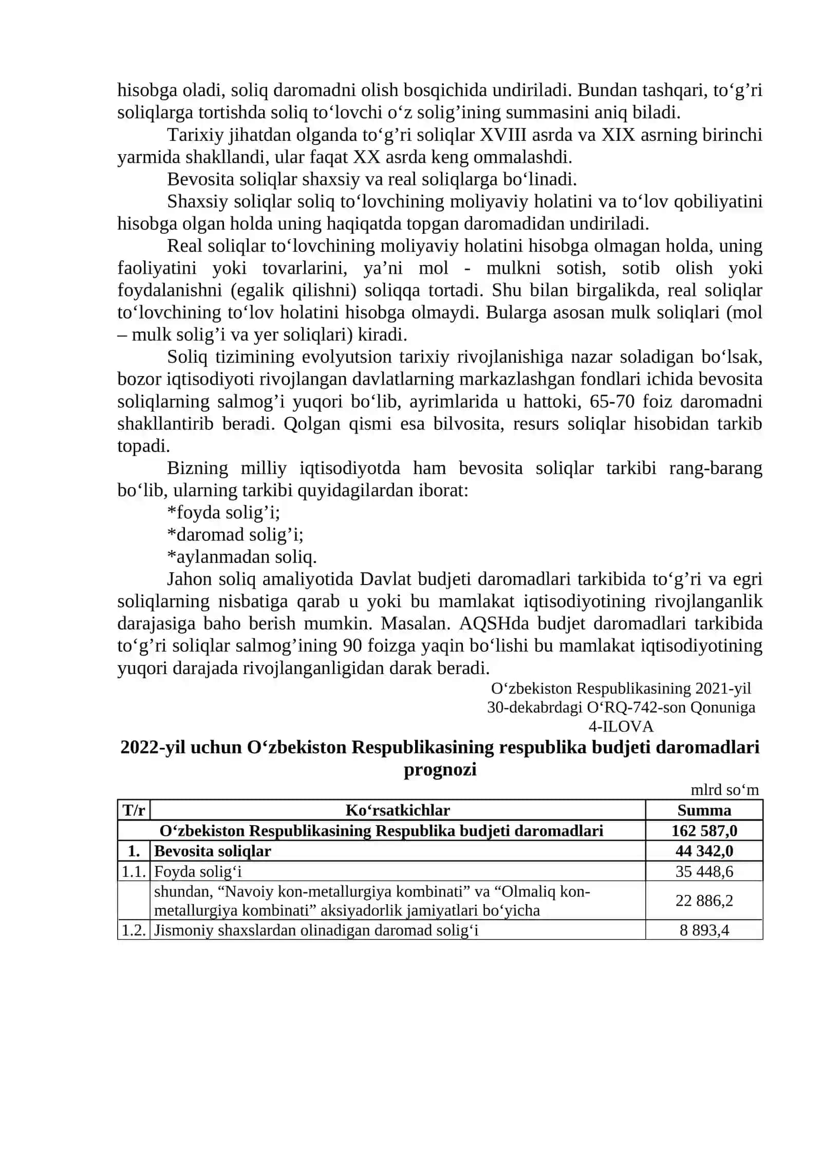 BEVOSITA VA BILVOSITA SOLIQLAR 2