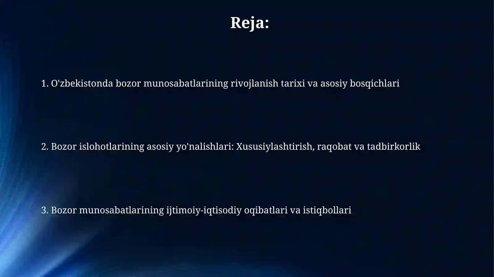 Bozor munosabatlari rivojlanishi 2