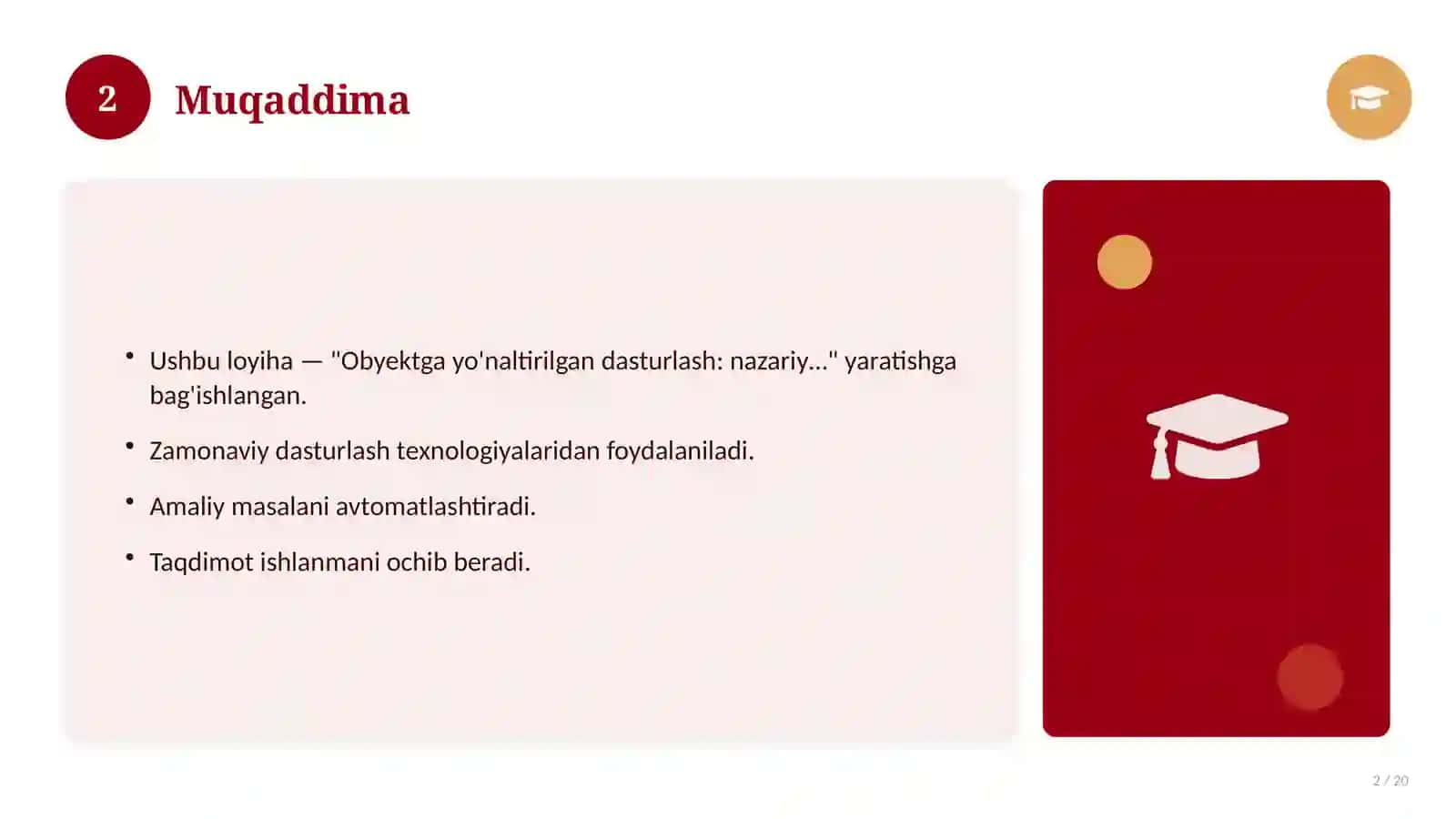 Obyektga yo'naltirilgan dasturlash: nazariy asoslari, tizimli yondashuvda 2