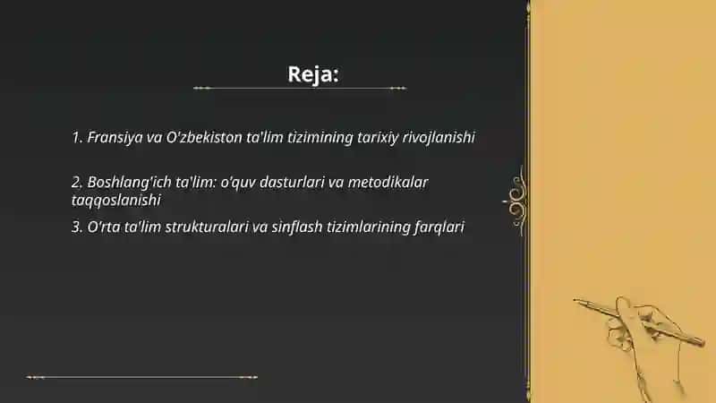 Fransiya va O'zbekiston ta'lim tizimi tahlili 2