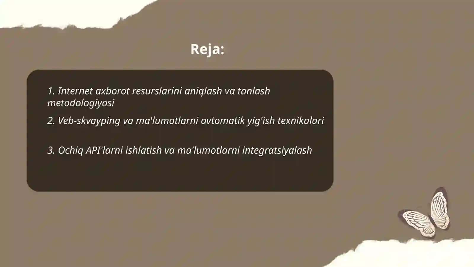 Internet axborot resurslaridan foydalanib sohaga oid axborot bazasini tuzish 2