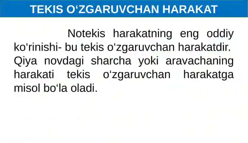 TEKIS O‘ZGARUVCHAN HARAKAT 2